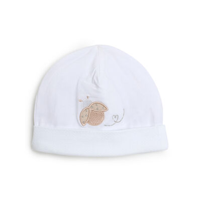 Girls White Applique Hat